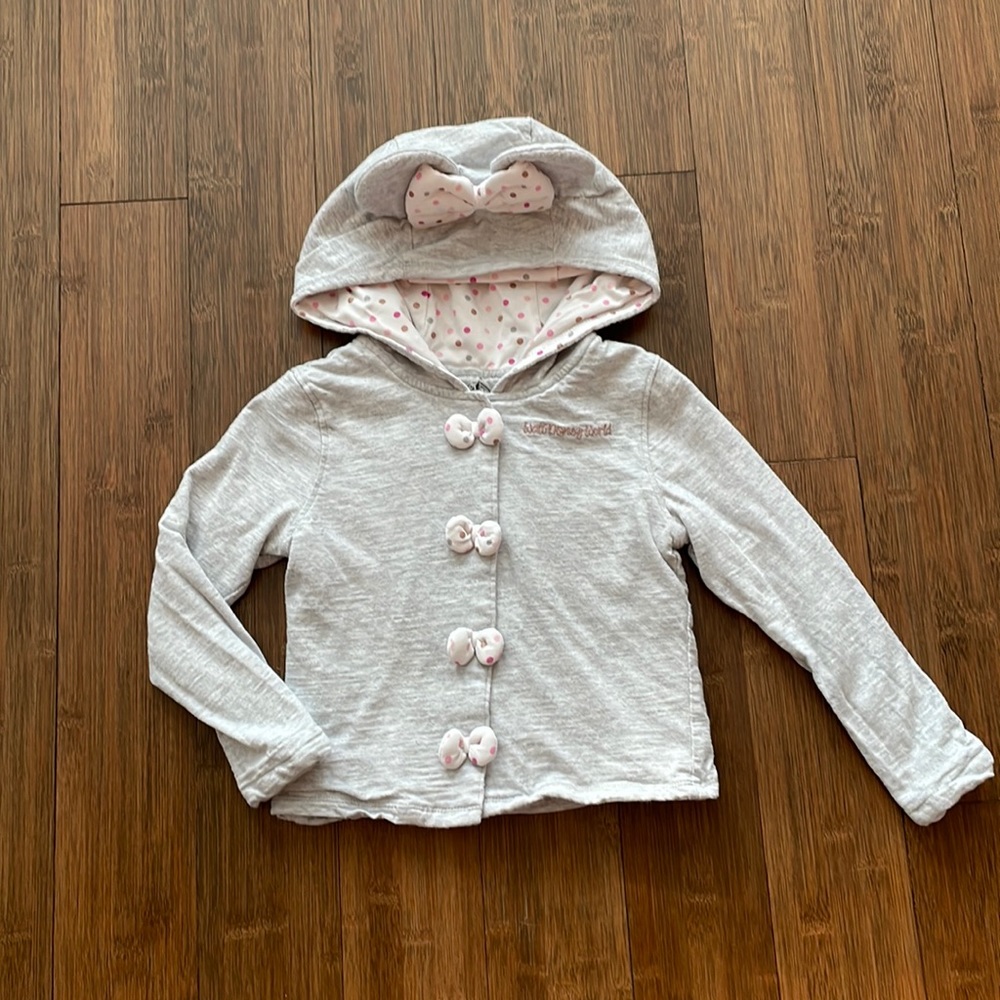Disney Light Gray Hoodie with Pink Polka Dot Lining